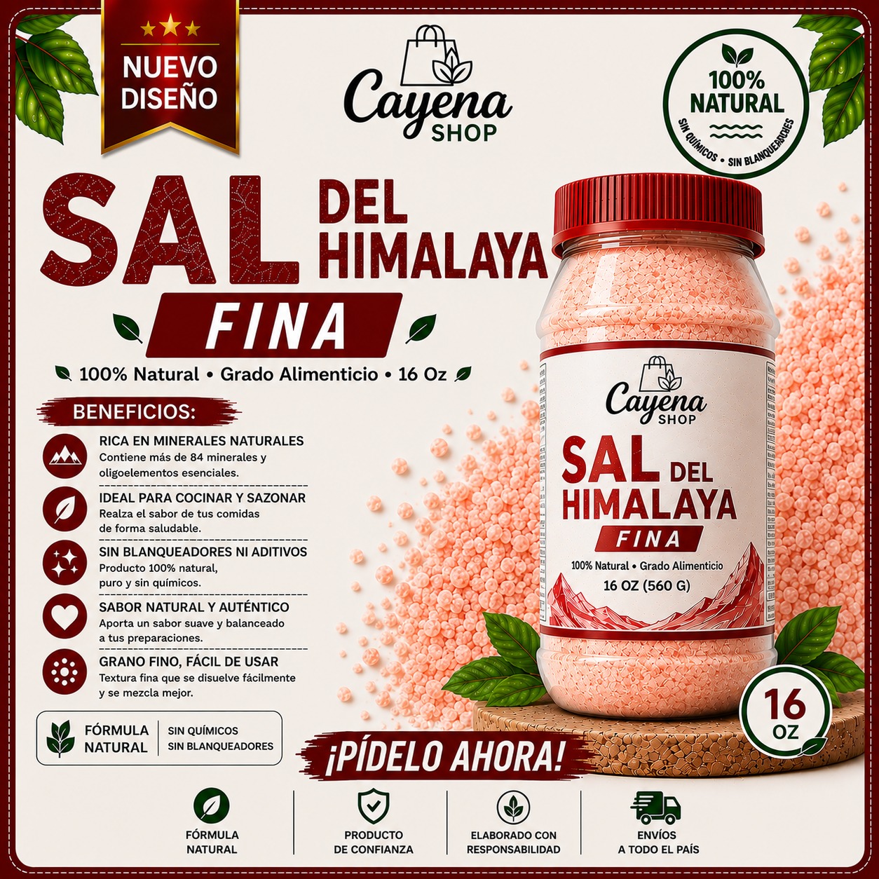 Sal de Himalaya grueso 16 oz (560 gr.) 1 Sal de Himalaya grueso 16 oz (560 gr.)